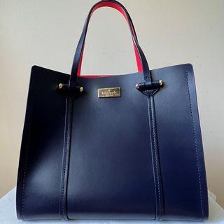 Kate Spade Navy Blue Leather Small Arbour Hill Elodie Tote