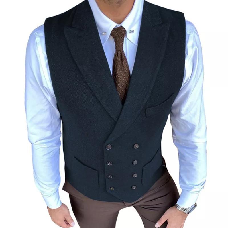 Men vest with style blue black green red grey double breasted vest suit vest