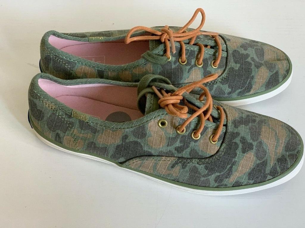 NEW KEDS CHAMPION CAMO OLIVE PRINT RIPSTOP SNEAKERS SHOES 7 37.5