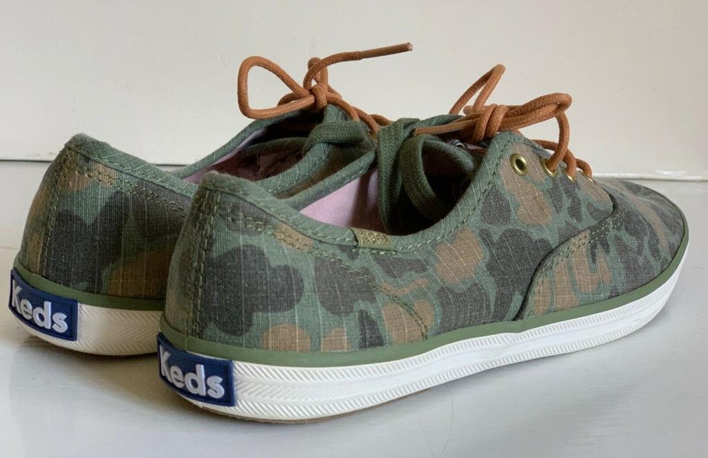 NEW KEDS CHAMPION CAMO OLIVE PRINT RIPSTOP SNEAKERS SHOES 7 37.5 SALE