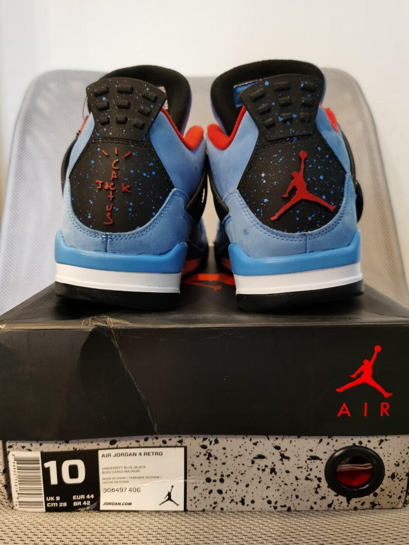 Nike air jordan 4 retro travis scott cactus jack original size us 10,  Fesyen Pria, Sepatu , Sneakers di Carousell
