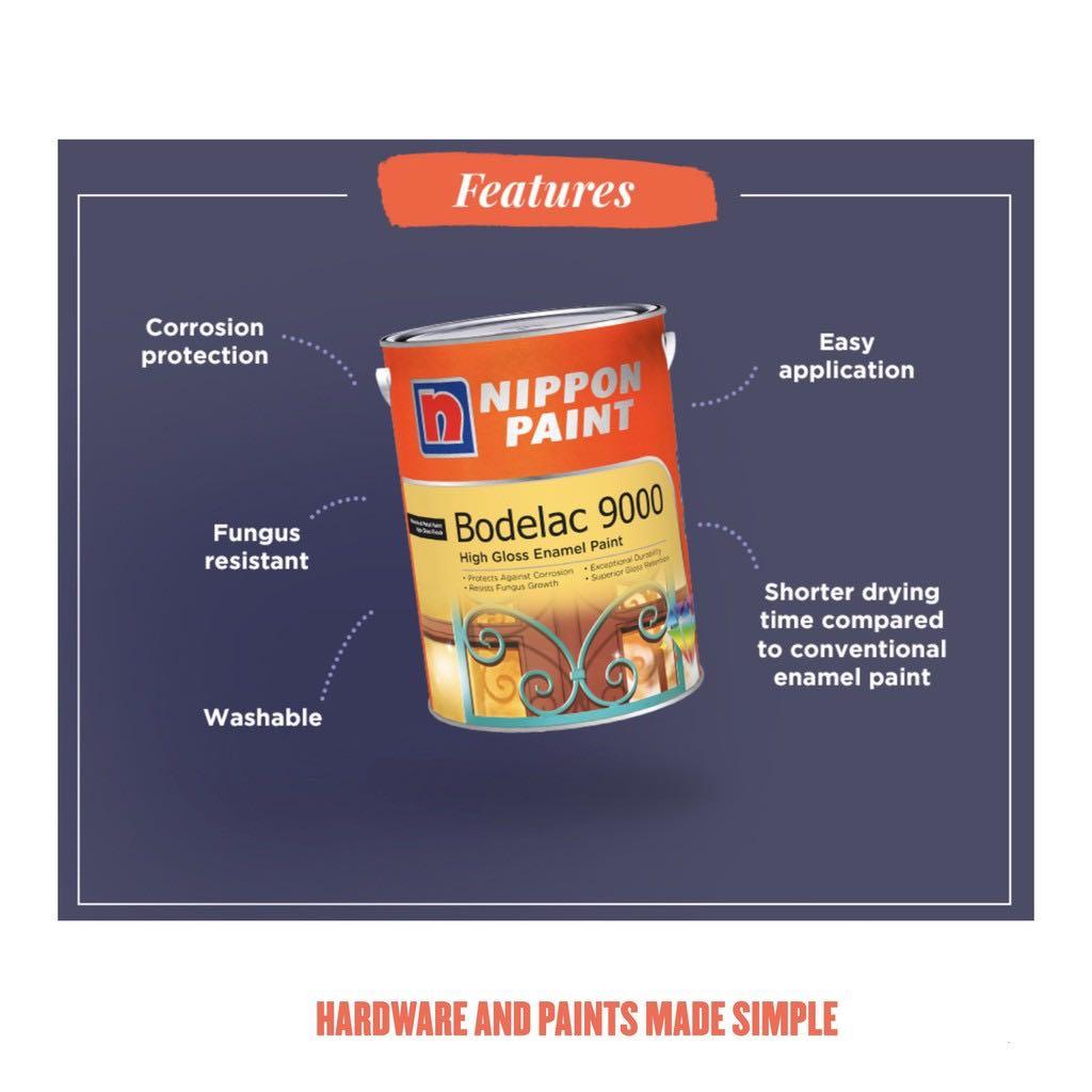 Nippon Paint Bodelac 9000 Whispering White 1 Litre, Furniture & Home