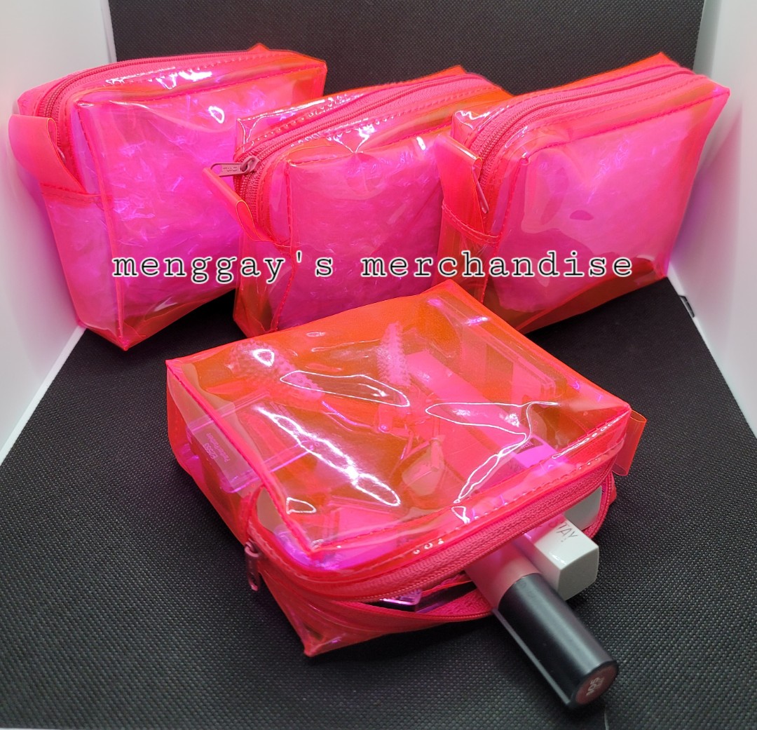 PVC pouch organizer in neon pink, Men's Fashion, Bags, Belt bags