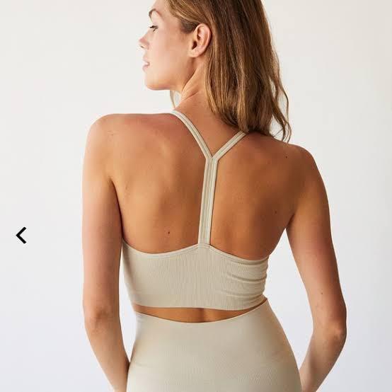 Set Active Oat Milk Ribbed V Top, Women 