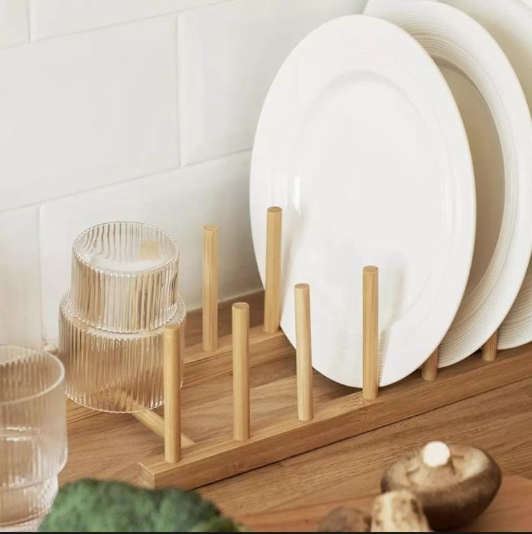 Solid Wood Bamboo Plate Racks Multipurpose Shelves Drainboard Kitchen