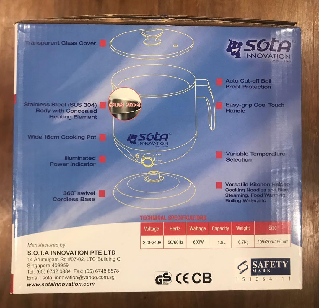 Sota Electric Multicooker (SOTA9088), TV & Home Appliances, Kitchen