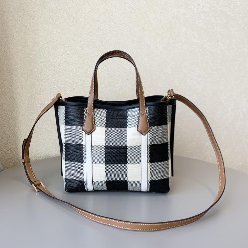 AUTHENTIC Tory burch new check pattern triple compartment tote bags ...
