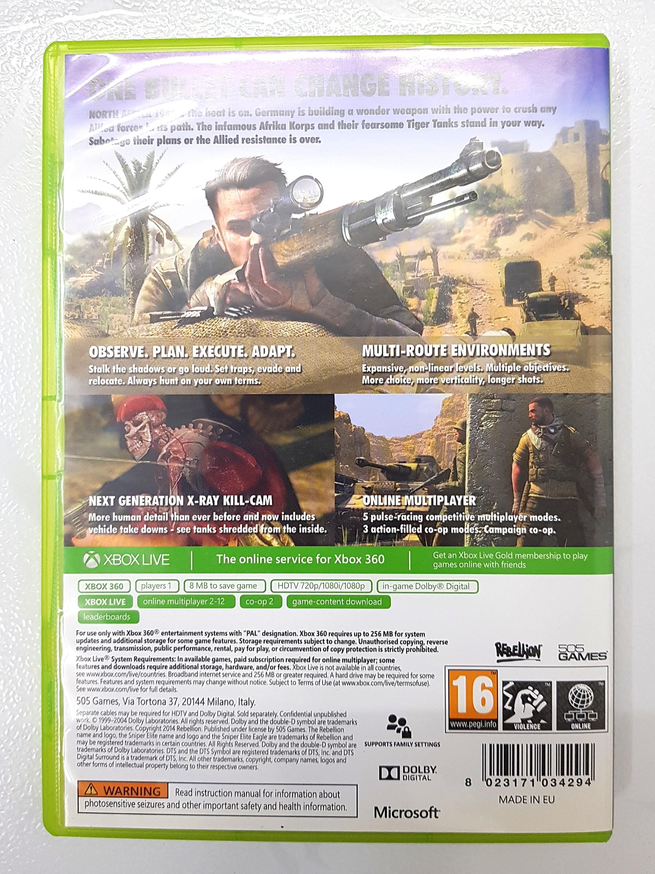 Video Game for XBOX 360 : Sniper Elite III *Used* (PAL / 505 Games / Mature  16+), Video Gaming, Video Games, Xbox on Carousell