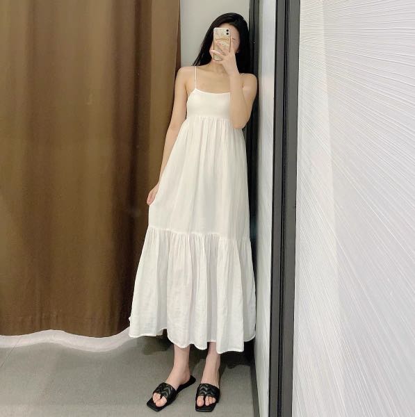 Zara white tie discount dress