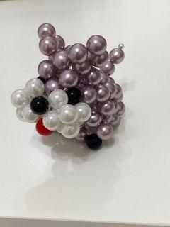 手作串珠雪納瑞（6x4x7）霧粉