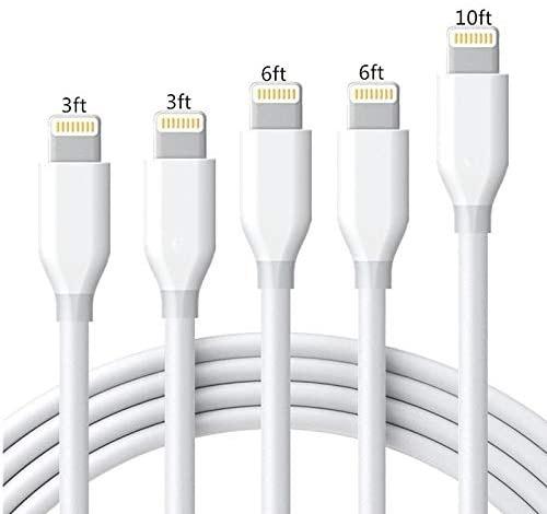 SHARLLEN iPhone Cable MFi Certified Lightning Charger 5Pack 6FT Nylon Braided iPhone Charging Cord Fast W 6Feet USB 6Foot iPhone Data Wire Compatible iPhone12/11 Pro/XS/XR/X/8/7/6/iPad/iPod/IOS Black 