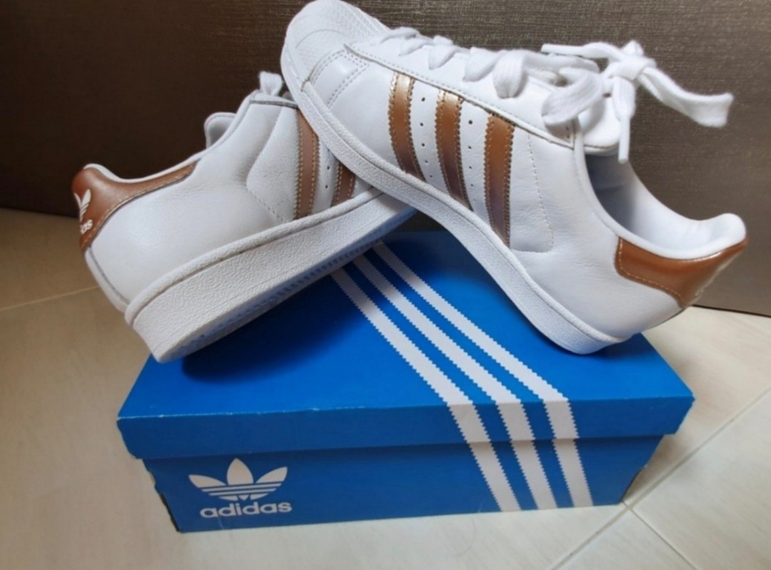 Adidas originals superstar rose gold stripes clearance