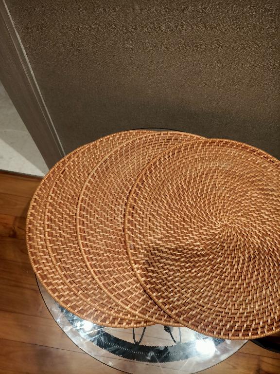 Artesia Round Rattan Honey Placemat (Crate & Barrel), Furniture & Home