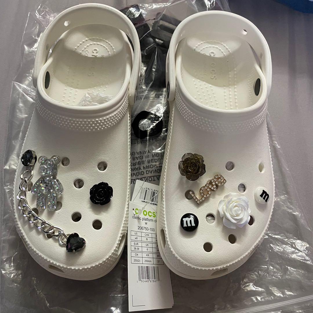platform crocs with charms