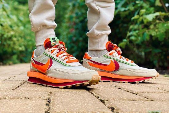 nike sacai clot ld waffle orange