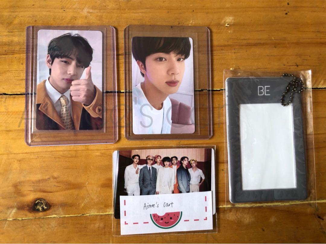 BTS BE Essential V POB and/or Jin Random Photocard (Category: K-Wave Merchandise) located in Caloocan City. Submitted by aimee_ssi (Listing ID 1120052183, Image 1). Description: 📌 Set - 1700php 📌if individual: V - 1400, Jin - 400 📌 standard packaging: sleeves + illustration + carton + bubblewrap 📌for extra packaging: inform me prior to shipping (with extra fees) .