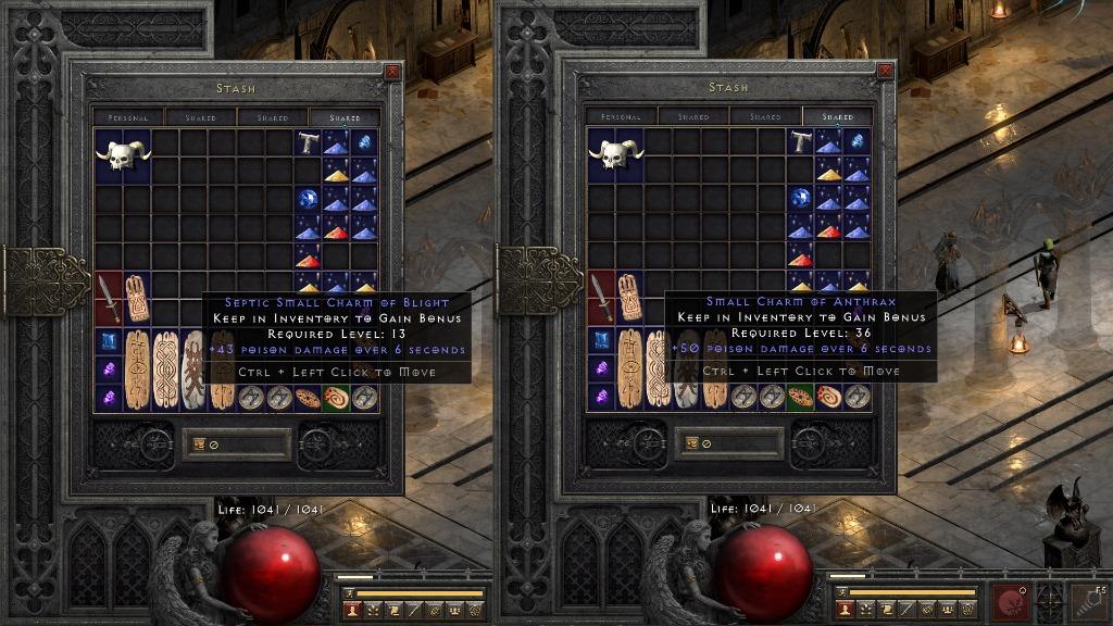 Diablo 2 50 and 43 Poison Small Charm Set, Video Gaming In-Game Products Carousell