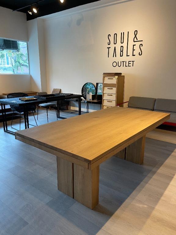 Ethnicraft Oak Double Extendable Dining Table 200cm to 300cm, Furniture & Home Living