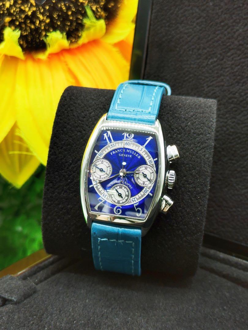 Frank Muller Cintree Curved Tonneau Chronograph Blue Dial Luxury