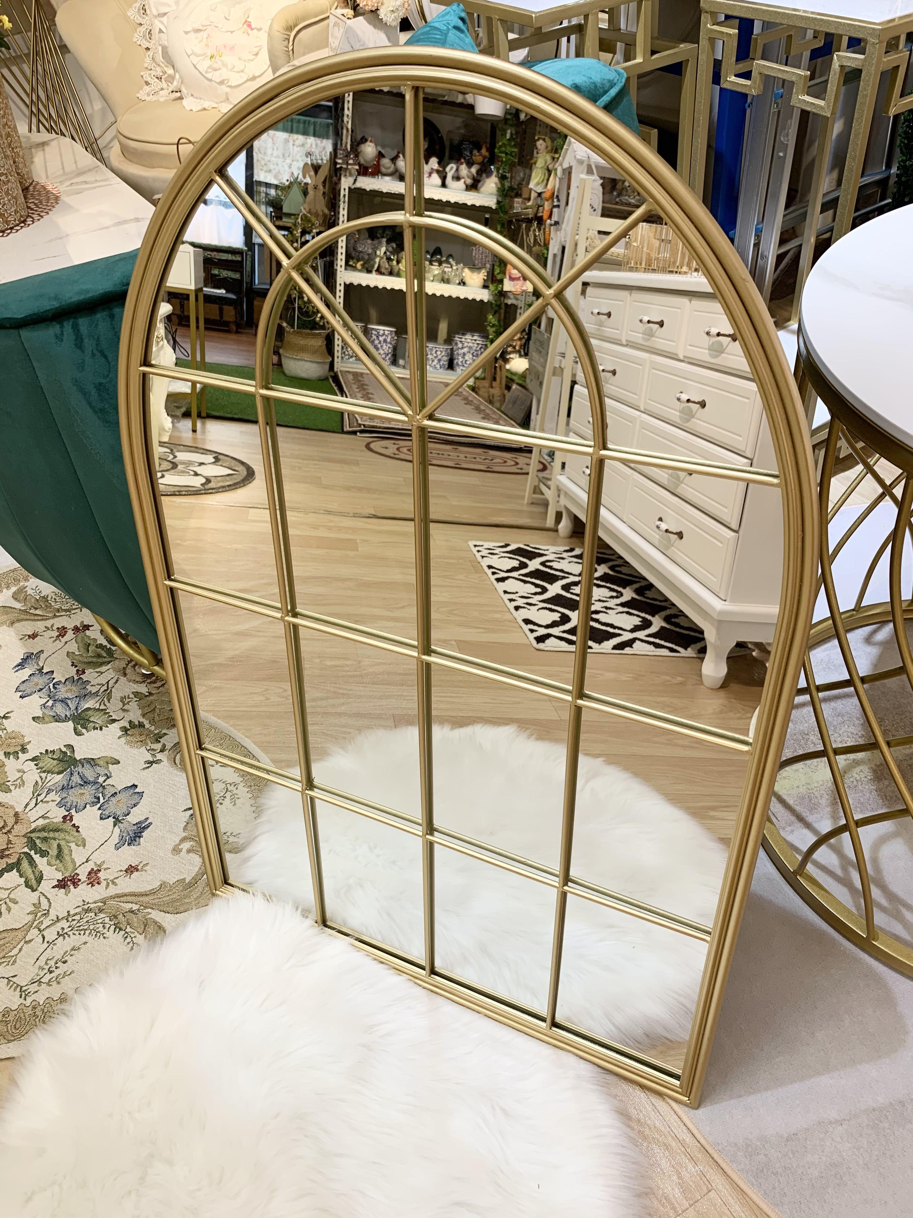 French window mirror gold frame, Furniture & Home Living, Home Decor