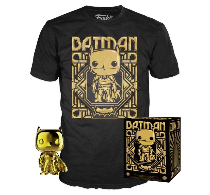Funko Pop & Tees Batman Gold Chrome (MEDIUM SIZE) (Category: Western Merchandise) located in Quezon City. Submitted by mjsee21 (Listing ID 235843774, Image 3). Description: Brand new and sealed, slight crease on outer box Tees Size: Available in S, M, L, XL Outer Box light crease on outer box POP Box condition: 9/10 or better Meet ups: Coffee Bean, MPlace, Mo. Ignacia Ave, Quezon City (everyday 7:00 PM onwards) Greenhills (by schedule) Megamall (