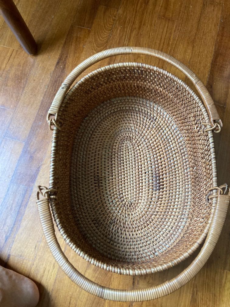 Handmade rattan basket 35x27x13cm, Furniture & Home Living, Home