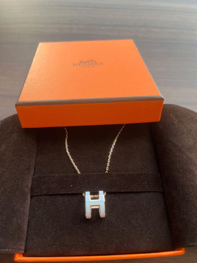 New Hermes Mini Pop H Pendant Necklace Black Rose Gold with Hermes Box &  Bag | eBay