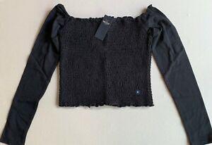 Hollister smocked off the shoulder crop top on sale