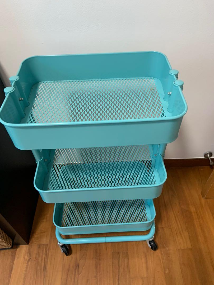 IKEA Raskog trolley shelf Turquoise, Furniture & Home Living