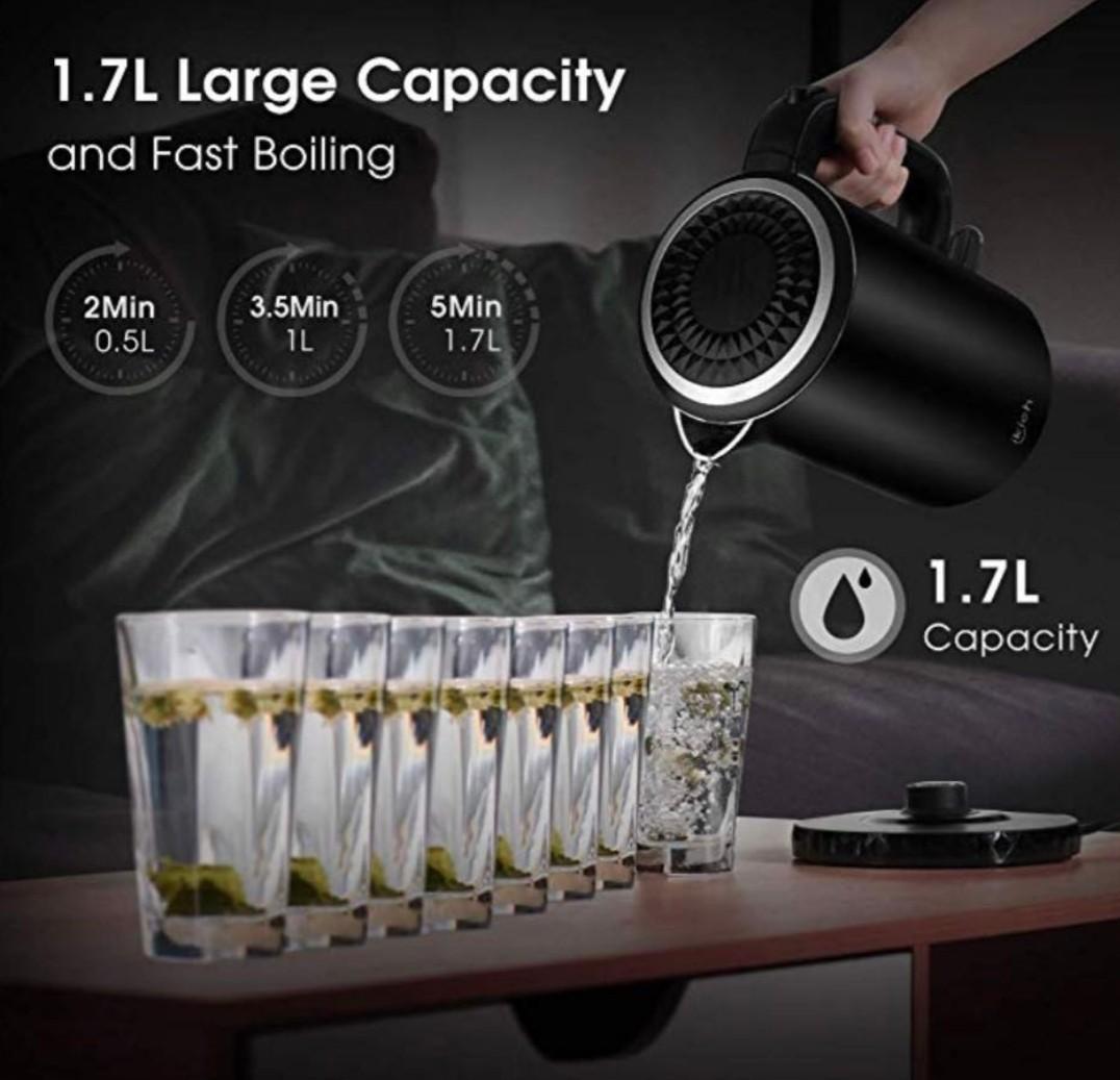 IKICH Stainless Steel Electric Water Kettle, 1.7L Cordless Tea Kettle