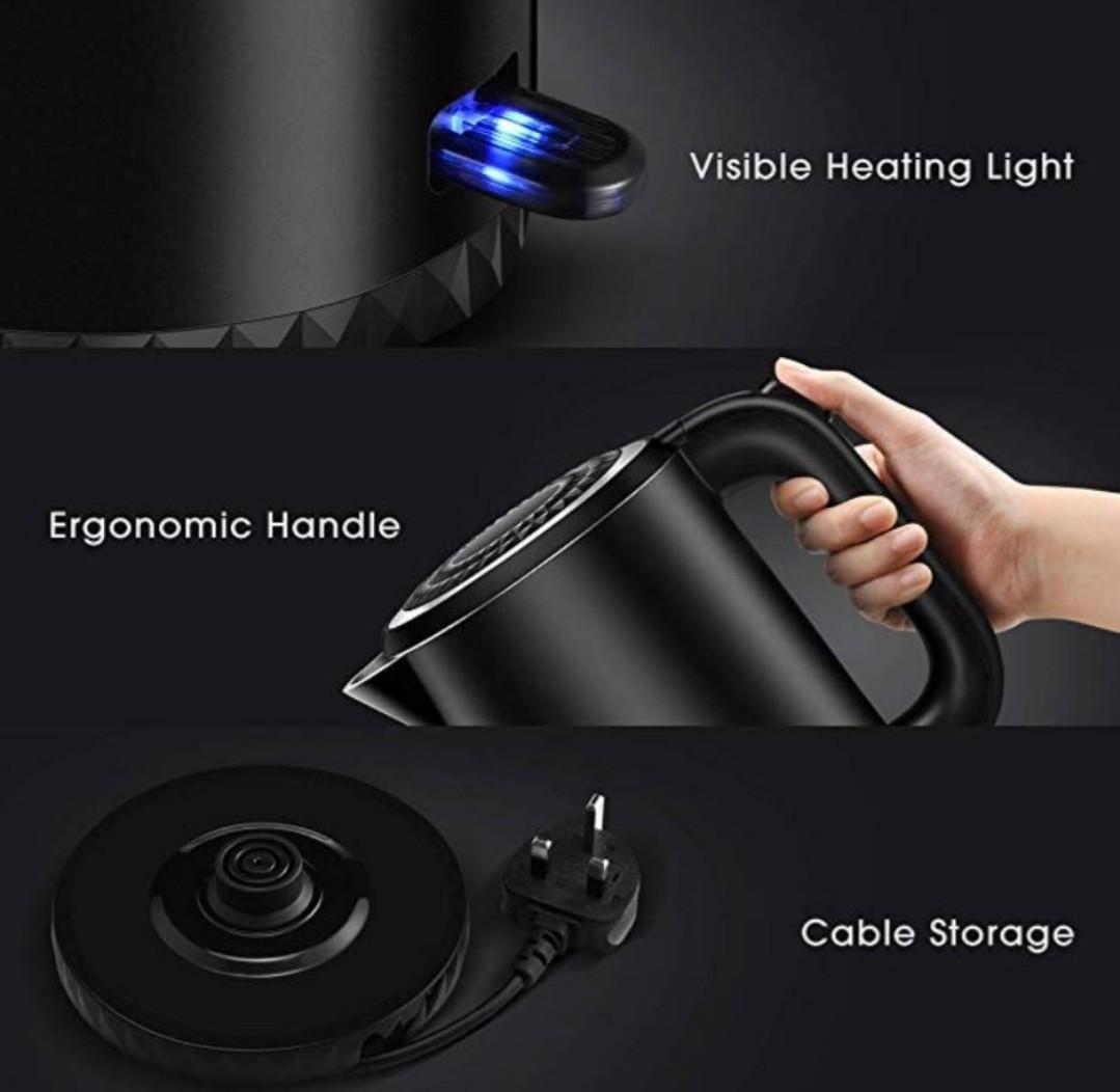 IKICH Stainless Steel Electric Water Kettle, 1.7L Cordless Tea Kettle