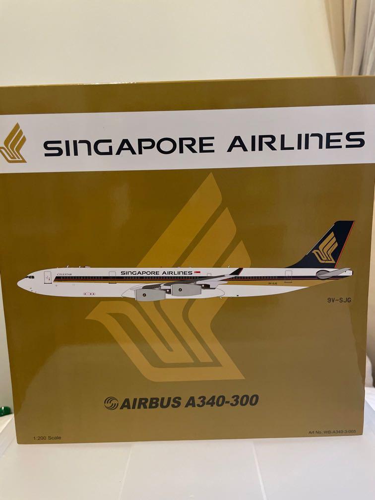 Jfox WBA340005 1/200 A340-313 Singapore Airlines REG 9V-SJG con supporto 