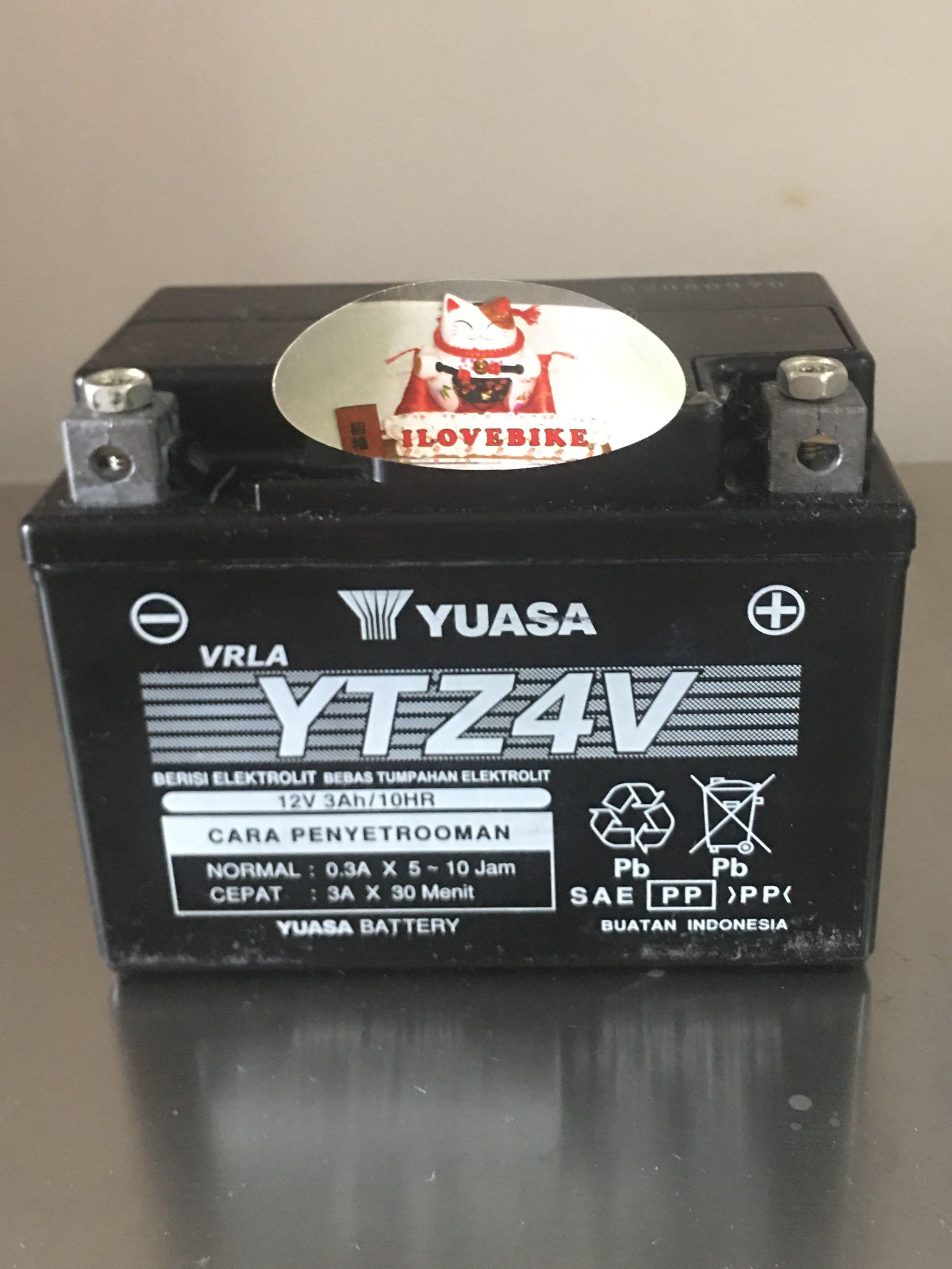 Motorcycle Battery YTZ4V Yuasa VRLA, Motorcycles, Motorcycle
