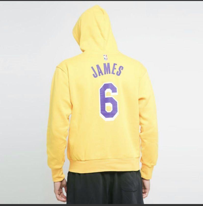 NIKE NBA LEBRON JAMES LOS ANGELES LAKERS ESSENTIAL FLEECE PULLOVER HOODIE  'YELLOW