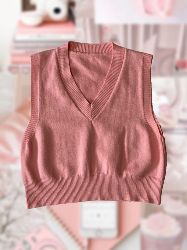 oversized pink sweater vest