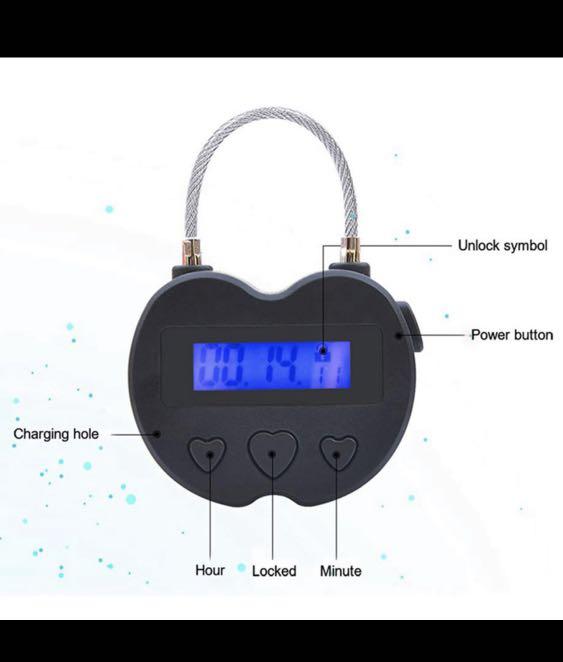 Smart Time Lock LCD Display Time Lock USB Rechargeable Temporary Timer Padlock Travel Electronic Timer Black