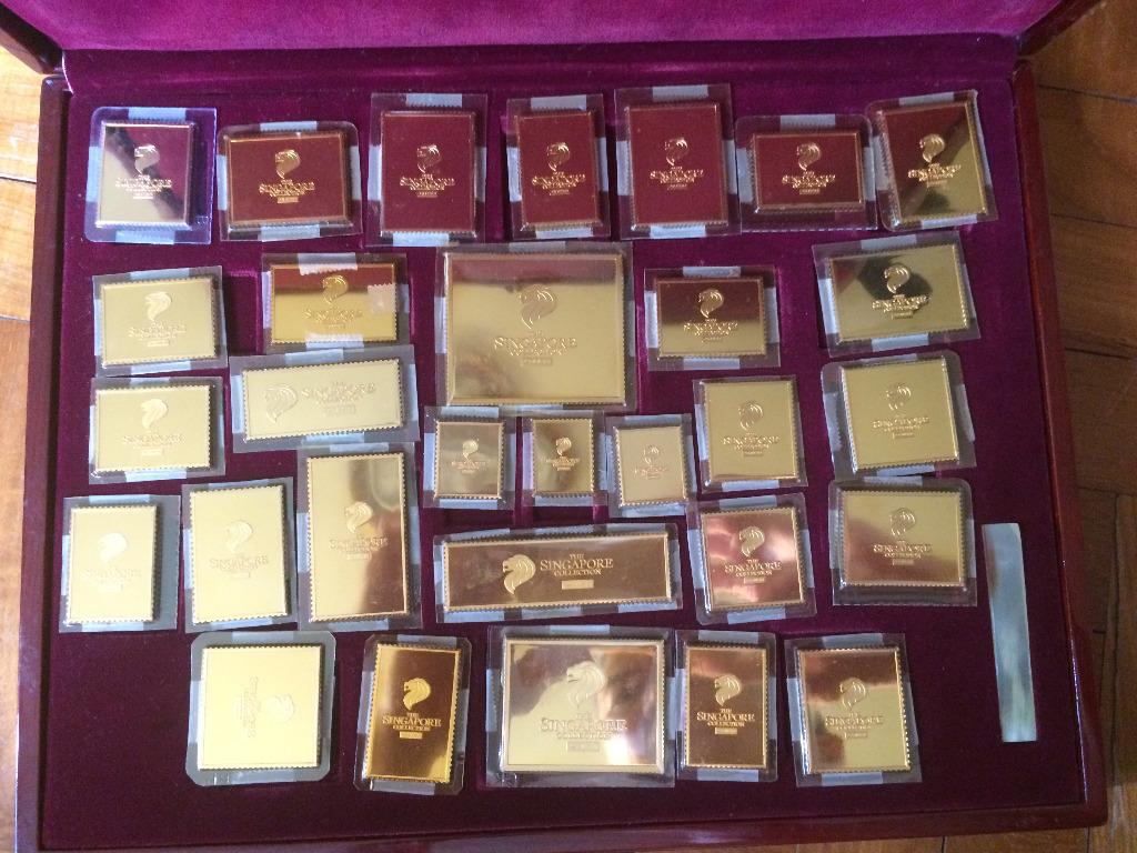 The Singapore Collection Gold plated silver stamp ingots Hobbies