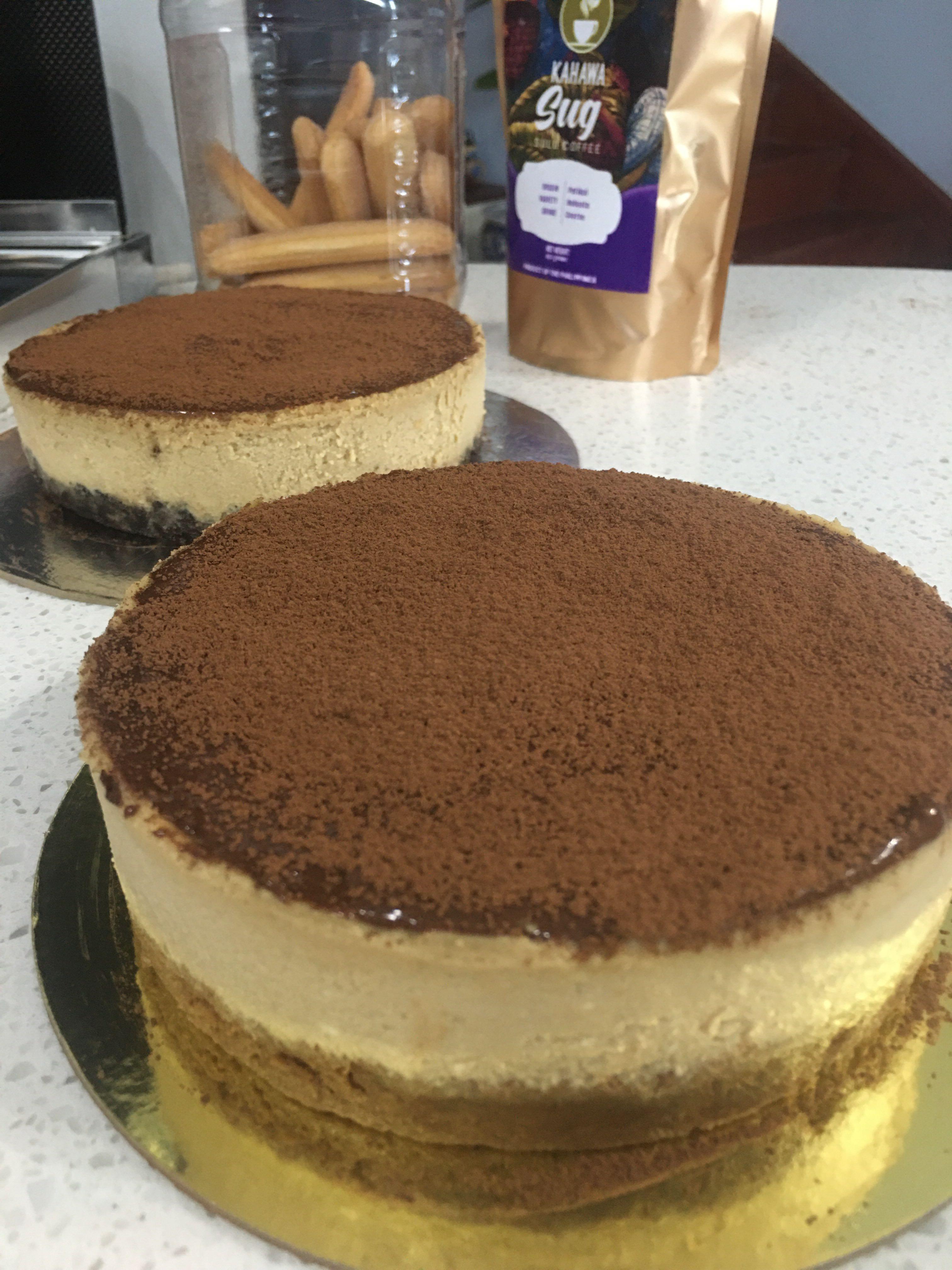 Tiramisu cheesecake (Category: Homemade Bakes) located in San Juan City. Submitted by iambernie (Listing ID 1120014323, Image 1). Description: Coffee flavored cheesecake with oreo base Tiramisu cheesecake cups - 75/pc min of 6 pcs . Available in box of 6 or 12 6 inch tiramisu cheesecake - 675 8 inch tiramisu cheesecake - 1,350.