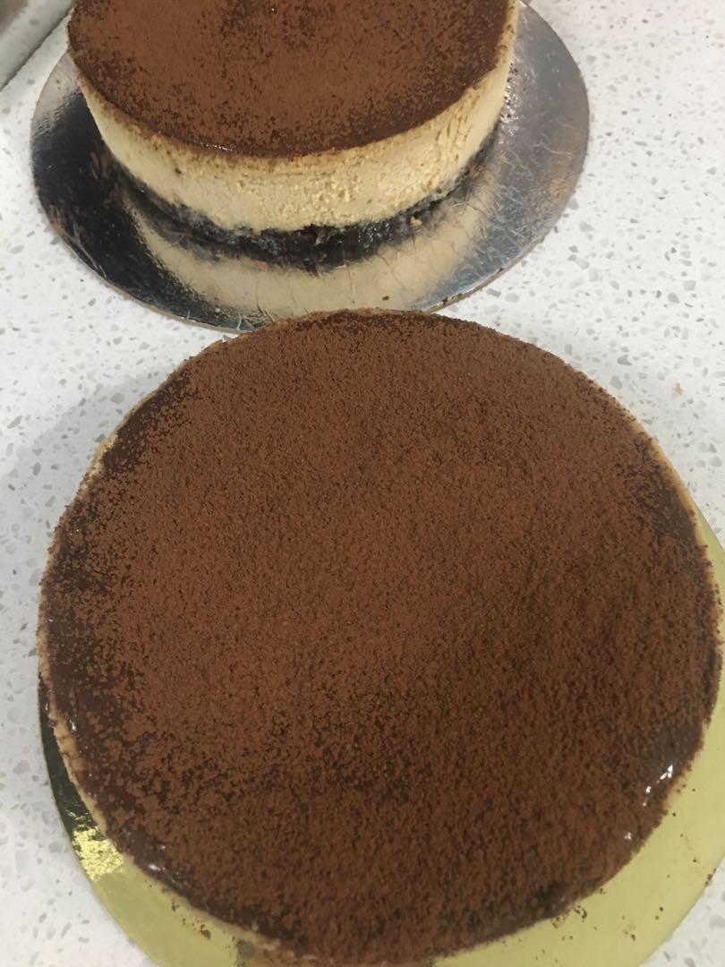Tiramisu cheesecake (Category: Homemade Bakes) located in San Juan City. Submitted by iambernie (Listing ID 1120014323, Image 3). Description: Coffee flavored cheesecake with oreo base Tiramisu cheesecake cups - 75/pc min of 6 pcs . Available in box of 6 or 12 6 inch tiramisu cheesecake - 675 8 inch tiramisu cheesecake - 1,350.