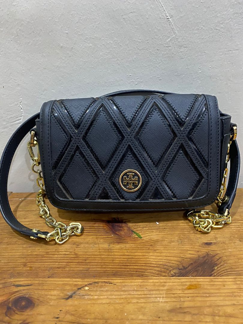 Tory burch leather sling bag, Luxury, Bags & Wallets on Carousell