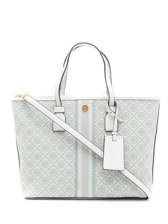 TORY BURCH T MONOGRAM COATED CANVAS SMALL TOTE BAG 81963, 名牌, 手袋及銀包-  Carousell