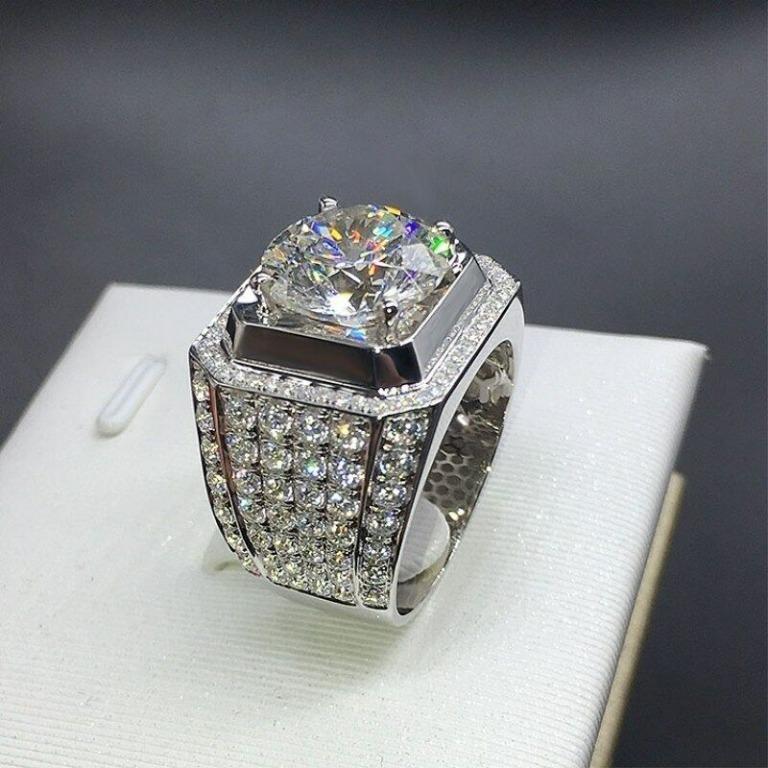 1.US Size 8 13 Men s White CZ Diamond Ring Stainless Steel 171021