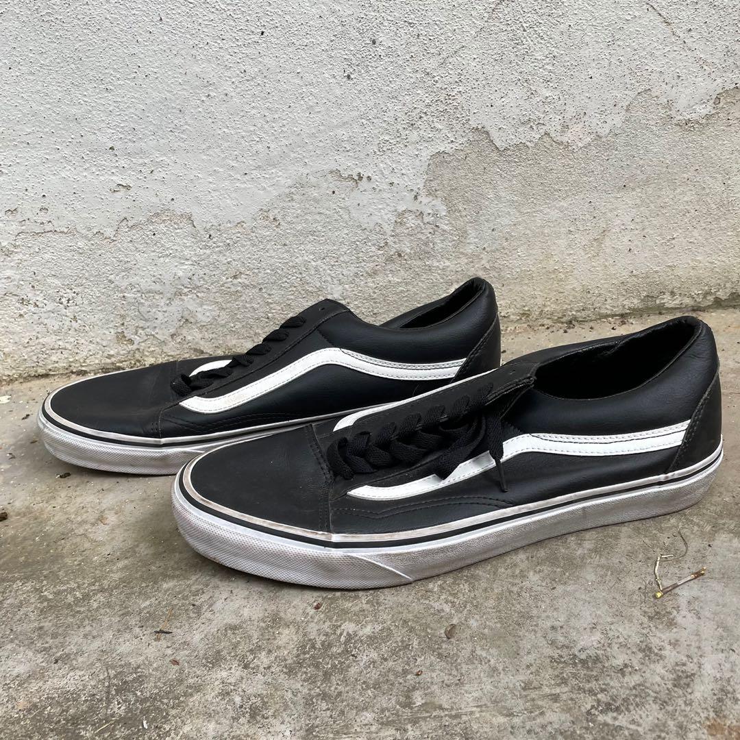 VANS Old Skool Side Stripe in Black Leather size US 11 UK10