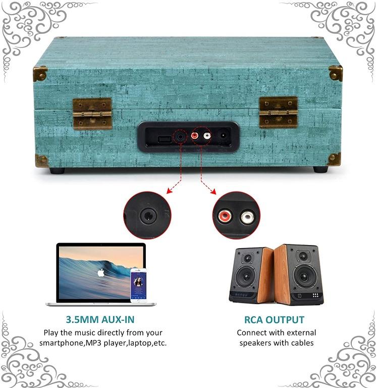Vinyl Record Player Turntable Bluetooth with USB Built in Stereo