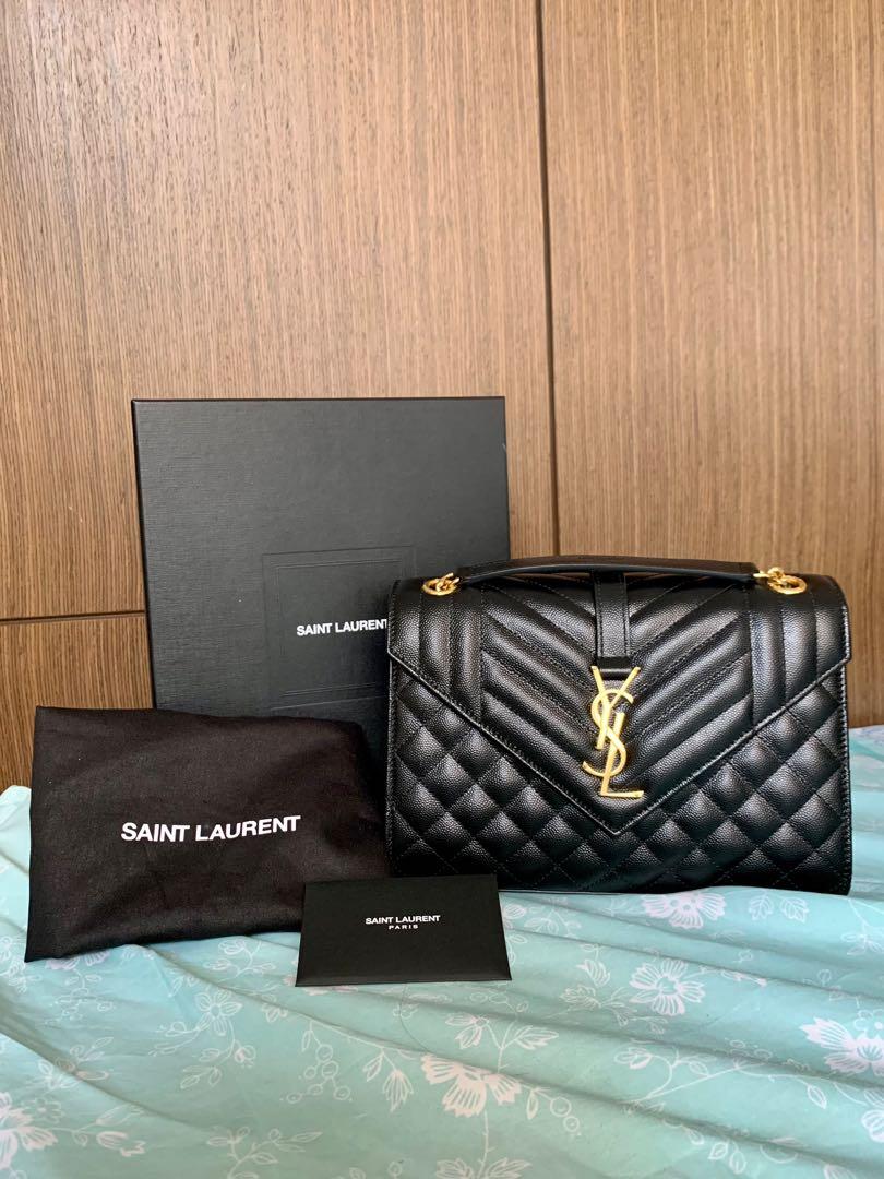 YSL Saint Laurent Envelope Medium Bag Black on Black, Luxury, Bags &  Wallets on Carousell