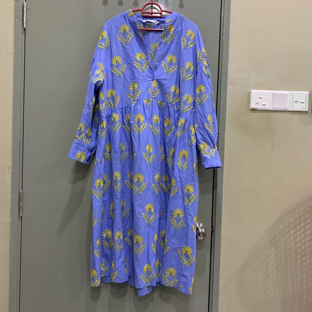 Zara blue clearance and yellow dress