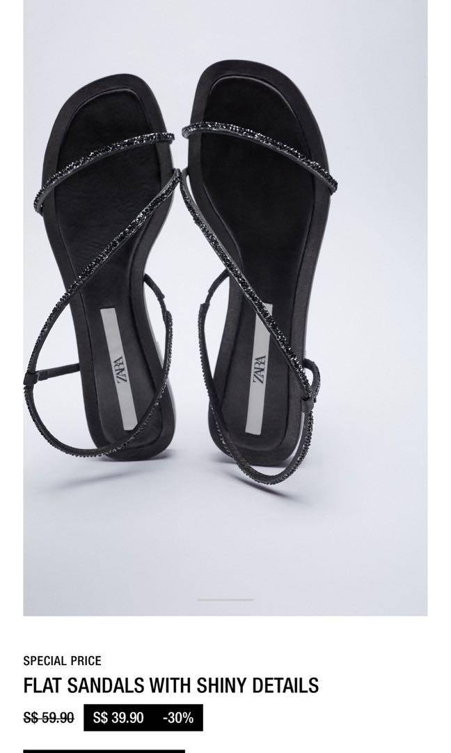 Zara black flat sandals deals