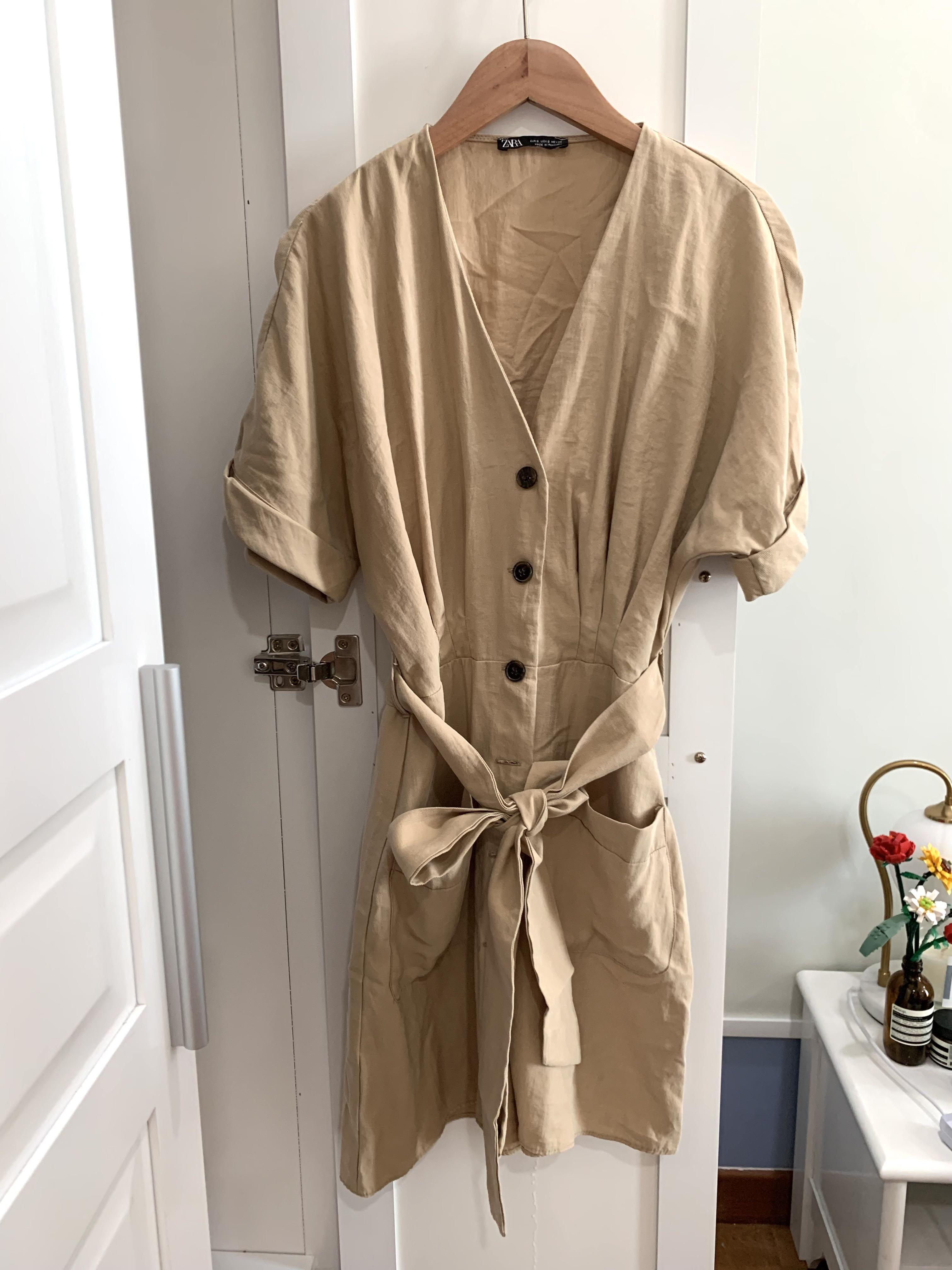Zara Khaki Button Dress