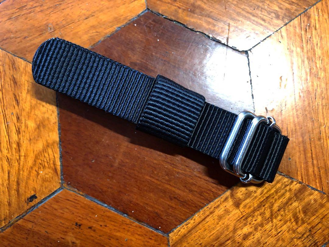 Zulu Alpha Strap 20mm Black Watch Strap, Men's Fashion, Watches