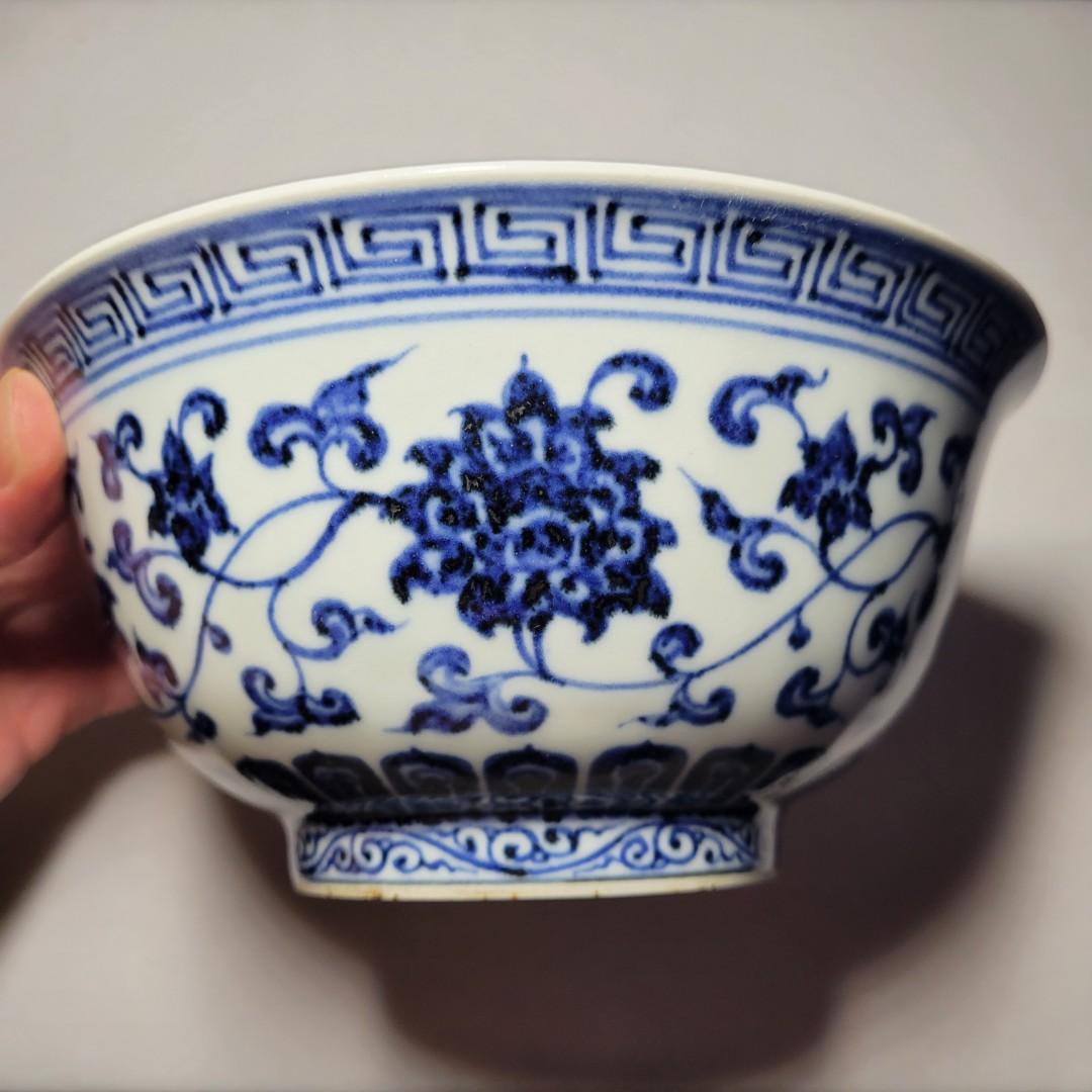 即納あり中国　青華釉裏紅碗　大明宣徳年製銘　送料込み0616 工芸品
